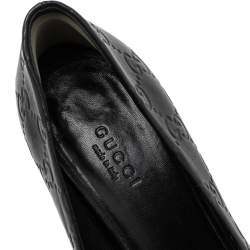 Pre Owned Gucci Black Guccissima Leather Peep Toe Pumps Size 36