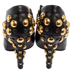 Gucci Black Leather Babouska Stud Embellished Ankle Booties Size 38