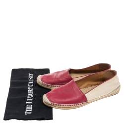 Pre Owned حذاء إسبادريل فلات غوتشي جلد وكانفاس غوتشيسيما أحمر/بيج مقاس 37.5