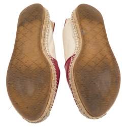 Pre Owned حذاء إسبادريل فلات غوتشي جلد وكانفاس غوتشيسيما أحمر/بيج مقاس 37.5