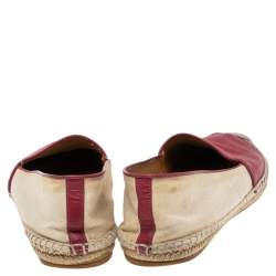 Pre Owned حذاء إسبادريل فلات غوتشي جلد وكانفاس غوتشيسيما أحمر/بيج مقاس 37.5