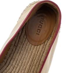 Pre Owned حذاء إسبادريل فلات غوتشي جلد وكانفاس غوتشيسيما أحمر/بيج مقاس 37.5