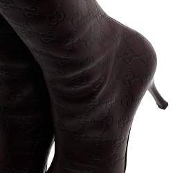 Pre Owned Gucci Brown Guccissima Leather Pointed Toe Knee Length Boots Size 38