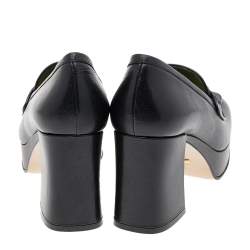 Pre Owned Gucci Black Leather Houdan Horsebit Platform Loafer Pumps Size 38
