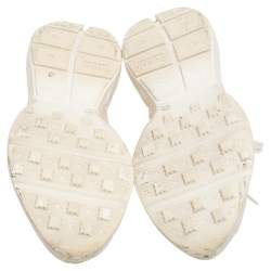 مملوكة مسبقًا حذاء رياضي غوتشي ريتون غوتشي جلد كريمي مزين شعار الماركة مثاس 40.5