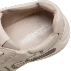 مملوكة مسبقًا حذاء رياضي غوتشي ريتون غوتشي جلد كريمي مزين شعار الماركة مثاس 40.5