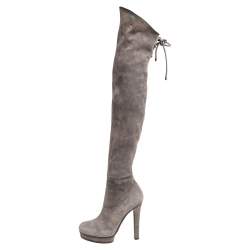 Buy the Gucci Dove Gray Knee-High Boots W 6.5 COA