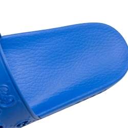 Pre Owned صندل سلايد فلات غوتشي مطاط جي جي أزرق مقاس 36.5