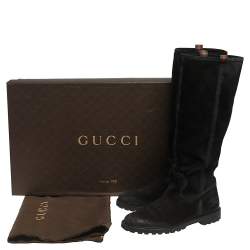 مملوكة مسبقًا Gucci Black Suede Knee Boots Size 38