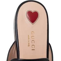 Pre Owned حذاء مولز غوتشي برينستون جلد أسود مطرز نحلة ونجمة مقاس 36.5