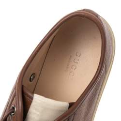 مملوكة مسبقًا Gucci Brown Leather Lace Up Sneakers Size 37.5