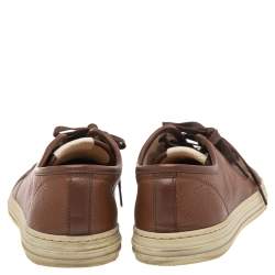 مملوكة مسبقًا Gucci Brown Leather Lace Up Sneakers Size 37.5
