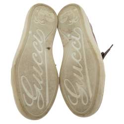 مملوكة مسبقًا Gucci Brown Leather Lace Up Sneakers Size 37.5