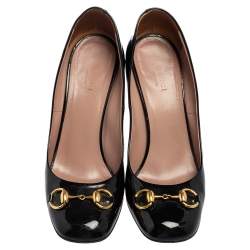 مملوكة مسبقًا Gucci Black Patent Leather Horsebit Pumps Size 39