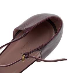 Gucci Burgundy Leather Coline Studded T Strap Pumps Size 38