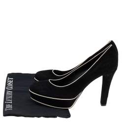 Gucci Black Suede Huston Platform Pumps Size 38.5