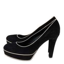 Gucci Black Suede Huston Platform Pumps Size 38.5