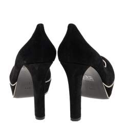Gucci Black Suede Huston Platform Pumps Size 38.5