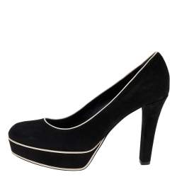 Gucci Black Suede Huston Platform Pumps Size 38.5