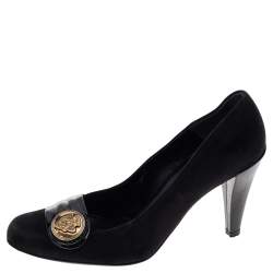 Gucci Black Suede And Patent Leather Hysteria Pumps Size 39