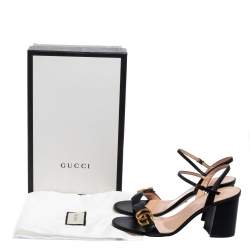 Pre Owned صندل غوتشي جي جي مارمونت جلد أسود سير كاحل مقاس 40