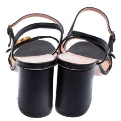 Pre Owned صندل غوتشي جي جي مارمونت جلد أسود سير كاحل مقاس 40