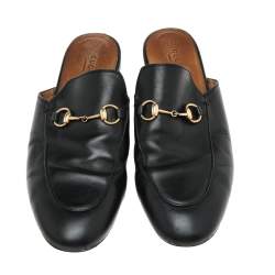 Pre Owned صندل غوتشي برينستون جلد أسود مقاس 40.5