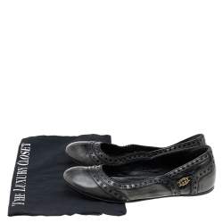 Gucci Black/Grey Brogue Leather Ballet Flats Size 35.5