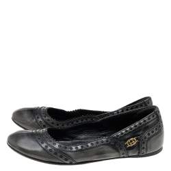 Gucci Black/Grey Brogue Leather Ballet Flats Size 35.5