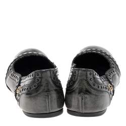 Gucci Black/Grey Brogue Leather Ballet Flats Size 35.5