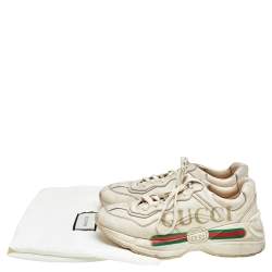 Gucci Cream Leather Rhyton Gucci Logo Sneakers Size 39