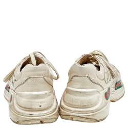 Gucci Cream Leather Rhyton Gucci Logo Sneakers Size 39