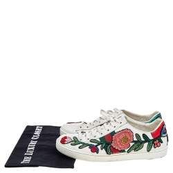 مملوكة مسبقًا Gucci White Leather Floral Embroidered Ace Low Top Sneakers Size 38