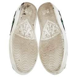 مملوكة مسبقًا Gucci White Leather Floral Embroidered Ace Low Top Sneakers Size 38