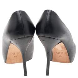 Gucci Black Leather Peep Toe Platform Pumps Size 40