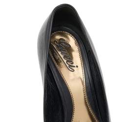 Gucci Black Leather Peep Toe Platform Pumps Size 40