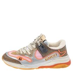 Gucci Multicolor Leather And Mesh Ultrapace Low Top Sneakers Size 37