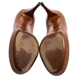 Gucci Brown Leather Round Toe Platform Pumps Size 36.5
