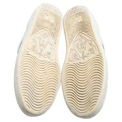 Pre Owned Gucci White Leather Embroidered Bee Ace Low-Top Sneakers Size 37.5