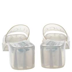 مملوكة مسبقًا Gucci White Rubber Platform Slide Sandals Size 37