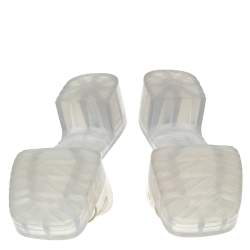 مملوكة مسبقًا Gucci White Rubber Platform Slide Sandals Size 37