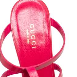 Pre Owned Gucci Pink Patent Leather Ursula Horsebit Ankle-Strap Sandals Size 37.5