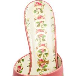 Gucci Pink Satin Dragon Embroidery Slide Sandals Size 38
