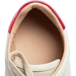Gucci White/Red Leather Elastic Band Ace Low-Top Sneakers Size 37