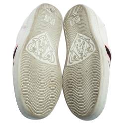 Gucci White/Red Leather Elastic Band Ace Low-Top Sneakers Size 37