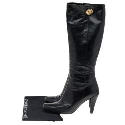 Pre Owned Gucci Black Leather Hysteria Knee Length Boots Size 40