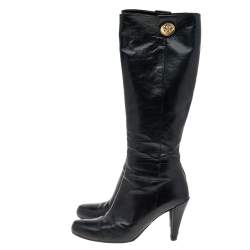 Pre Owned Gucci Black Leather Hysteria Knee Length Boots Size 40