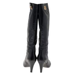 Pre Owned Gucci Black Leather Hysteria Knee Length Boots Size 40