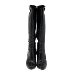 Pre Owned Gucci Black Leather Hysteria Knee Length Boots Size 40