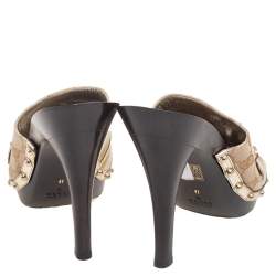 مملوكة مسبقًا صندل غوتشي أيقون بت كلوغ كانفاس جي جي بيج وبني مقاس 41